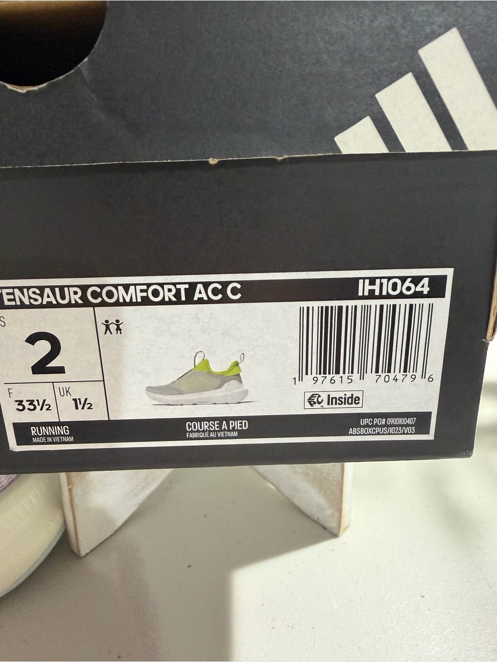 adidas Kids Neon Green and Gray Slip-On Sneakers - Picture 4 of 4
